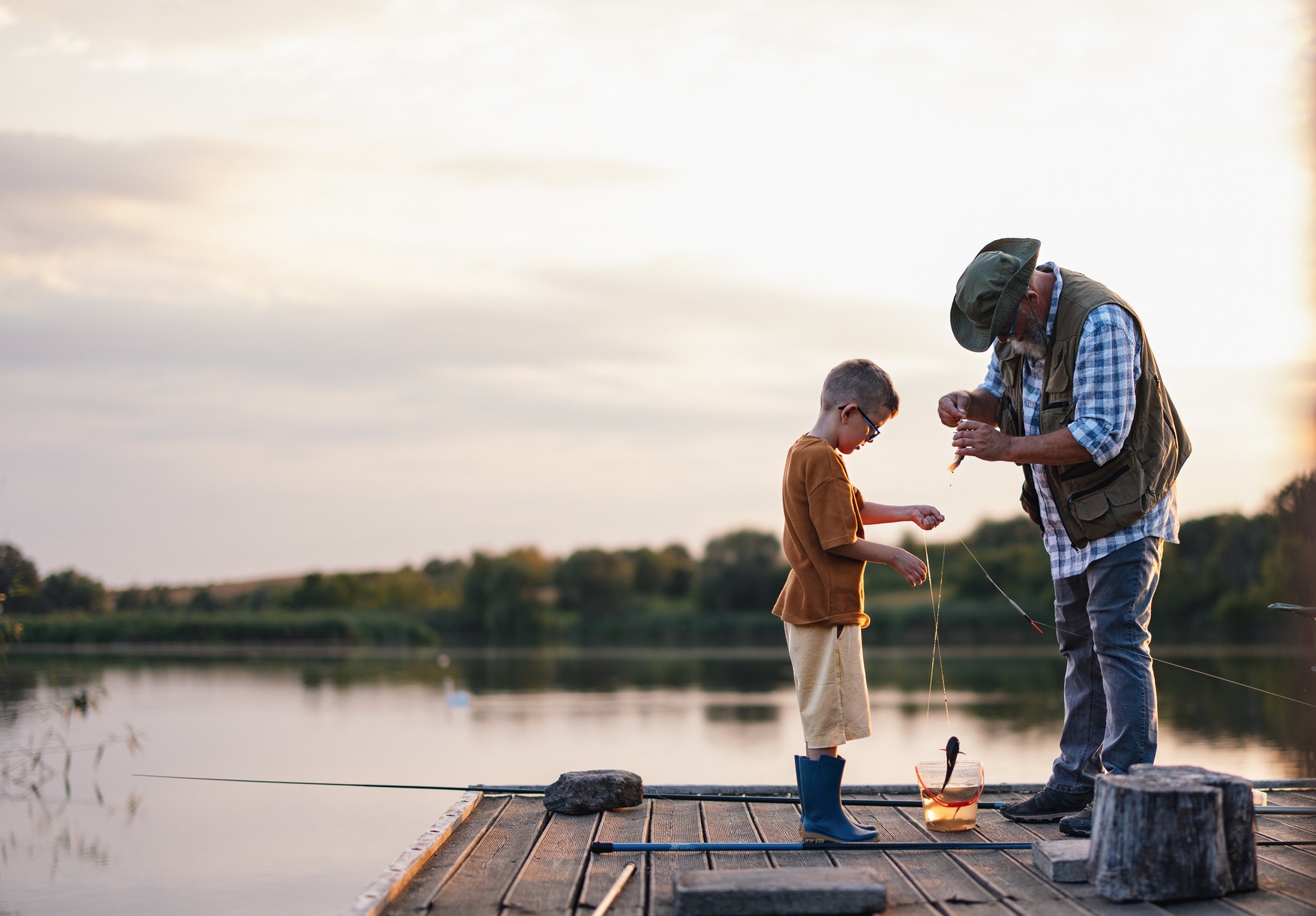 family fishing lake